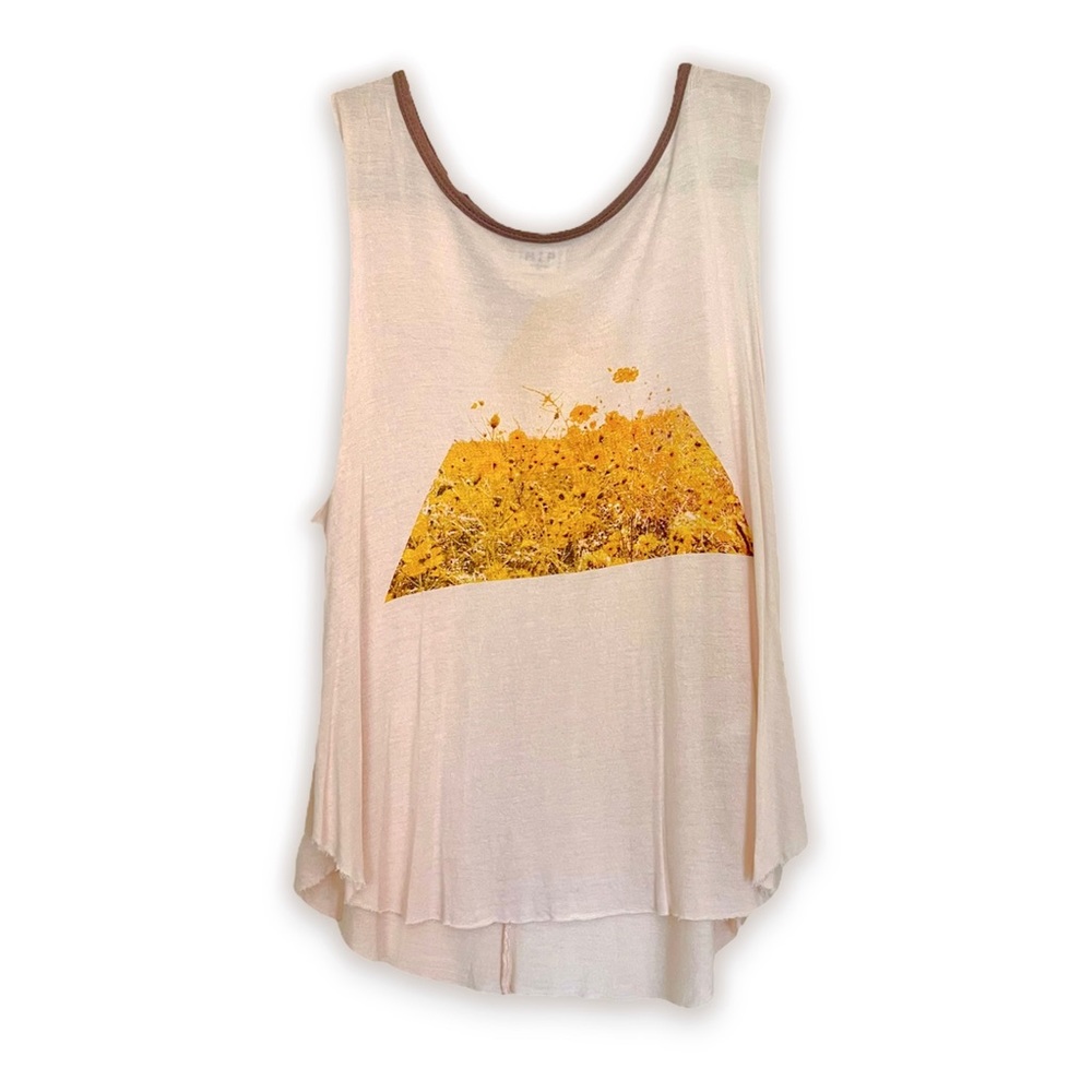 h.i.p. Pale Pink Floral Graphic Muscle Tank L/XL